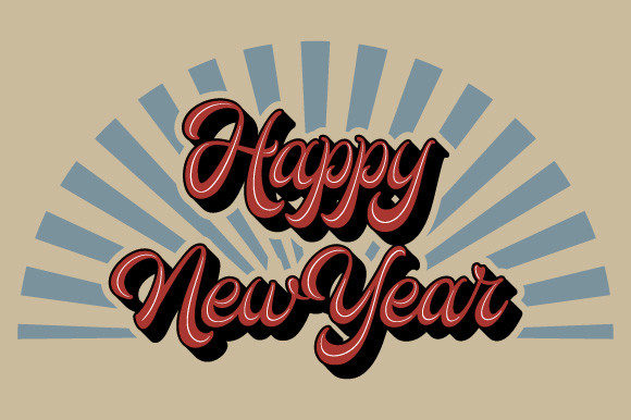 Happy New Year Retro Sunburst SVG EPS Review