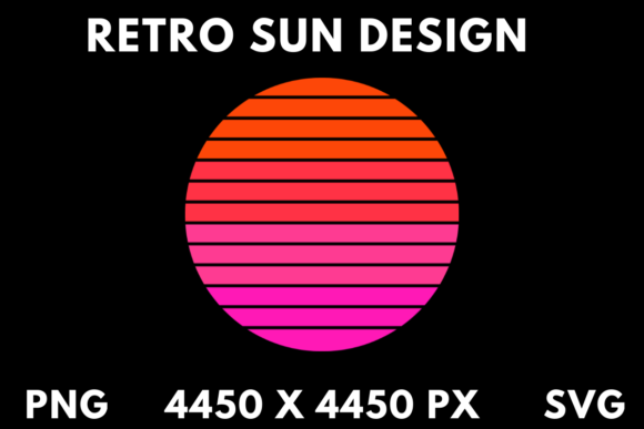 Red to Pink Retro Sun SVG and PNG Review