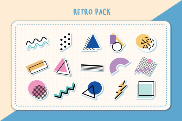 Retro 80s Clipart Vectors - 15 Elements